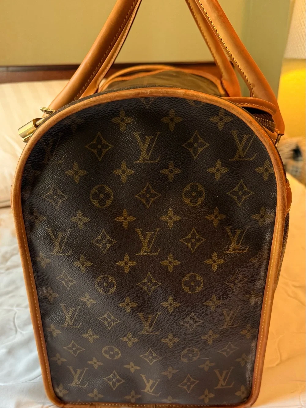 Louis Vuitton Brown Monogram Canvas Pet Carrier with Tan Leather Trim